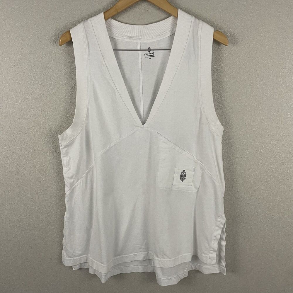 Free People Movement Women M White Velocity Tank V Neck Oversized